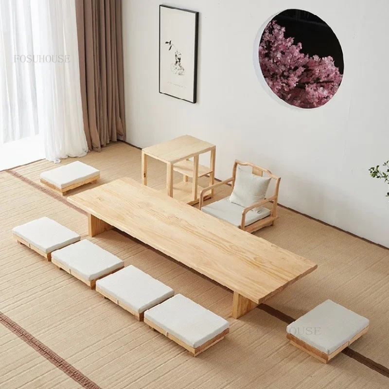 

Japanese Solid Wood Coffee Tables Home Furniture Simple Modern Hotel Tatami Table Study Balcony Living Room Rectangle Table