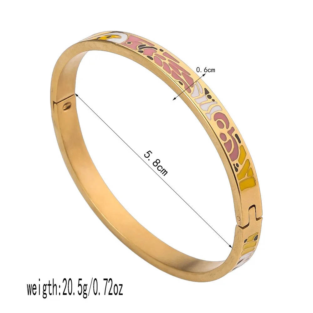 Titanium steel bracelet, exquisite geometric shape, oil dripping fashion, stainless steel enamel bracelet jewelry - view 4