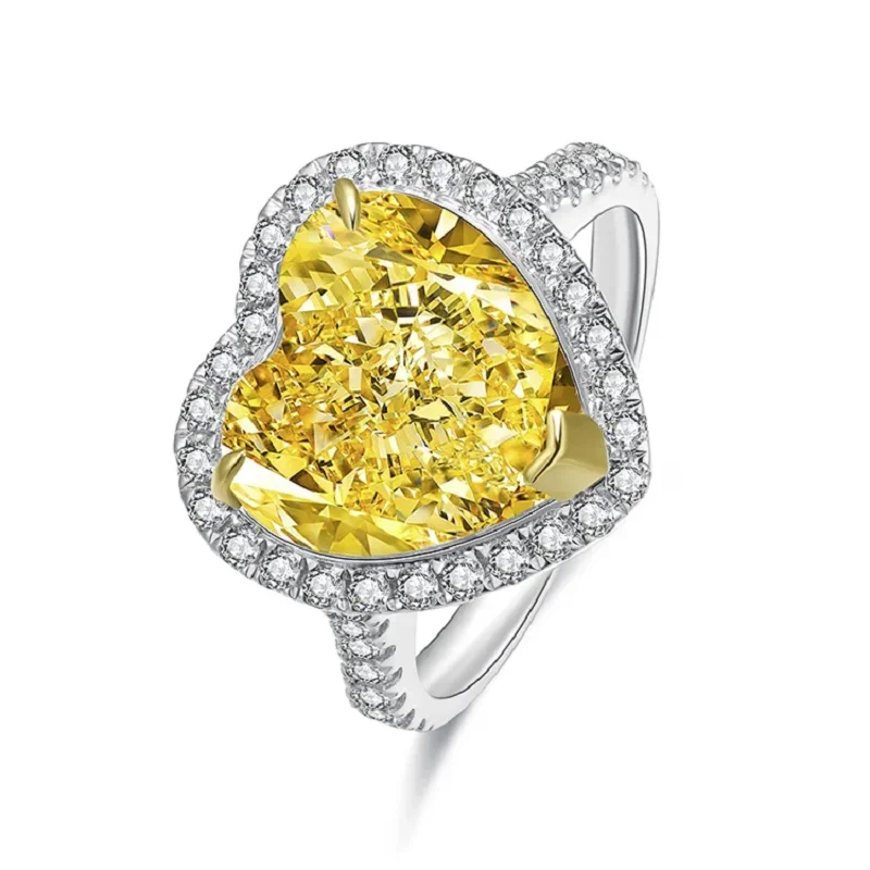 

Pirmiana (Customizable) New 5.0ct Fancy VIVID Yellow Simulated Heart Shape Diamond Ring 925 Silver Jewelry Women