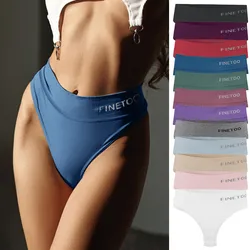 Mid cintura sem costura tangas para mulheres, macio t-back calcinha para senhoras, G-string cueca, biquíni cuecas, lingerie feminina, carta, M-2XL