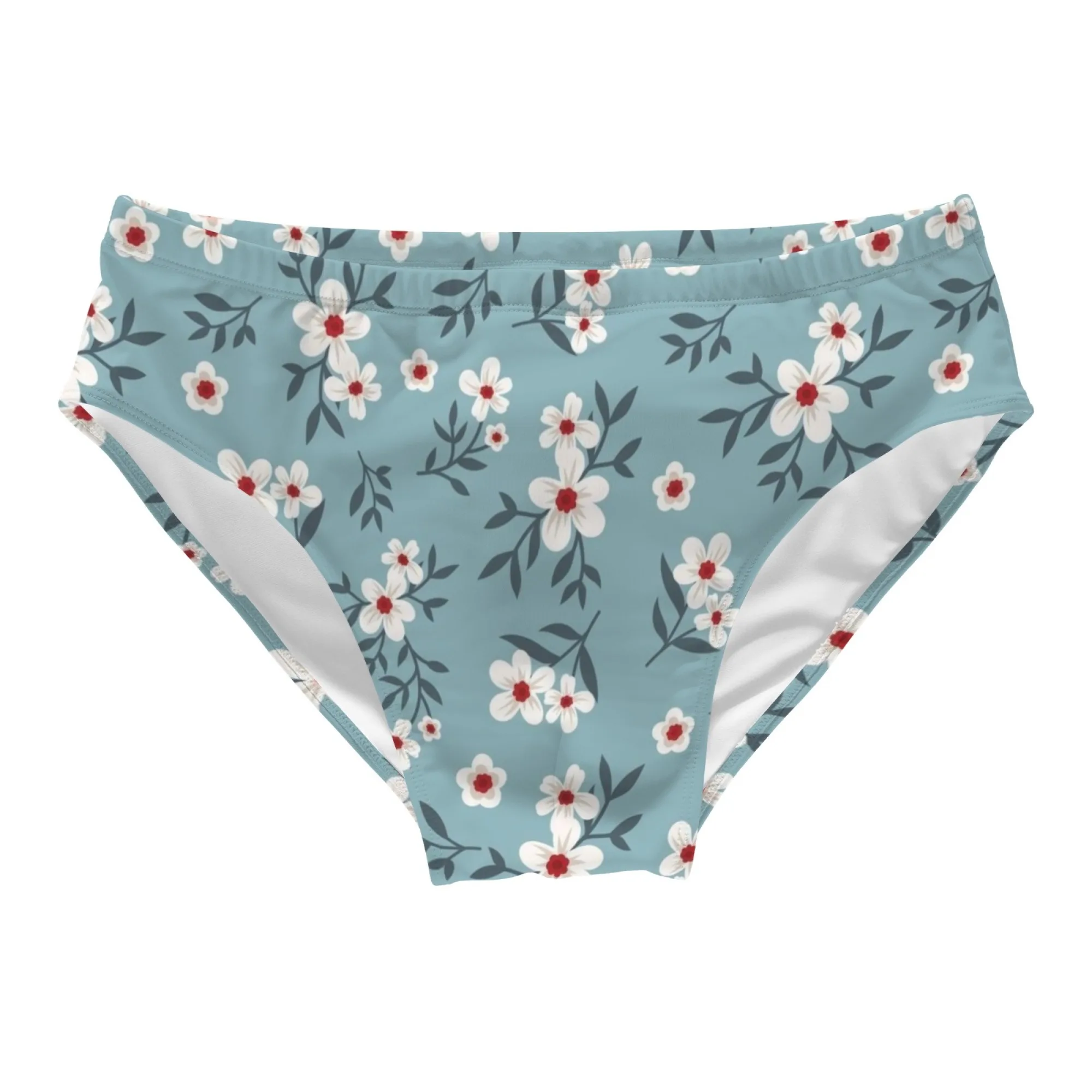 Flower Stamen Green Plant Print Men's Swim Trunks Lightweight Breathable Sexy Bikini Beach Surf Shorts Pool Holiday Party Gift