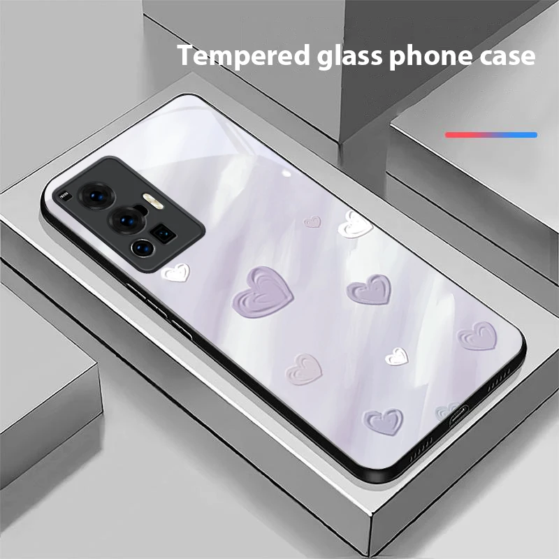 Minimalist and hazy art For vivo X90 Pro+ X100 X70 X80 X200 Pro mini V29 V23 V30 V25 V40 SE V21 V25E V23e Black Glass Phone Case view 6