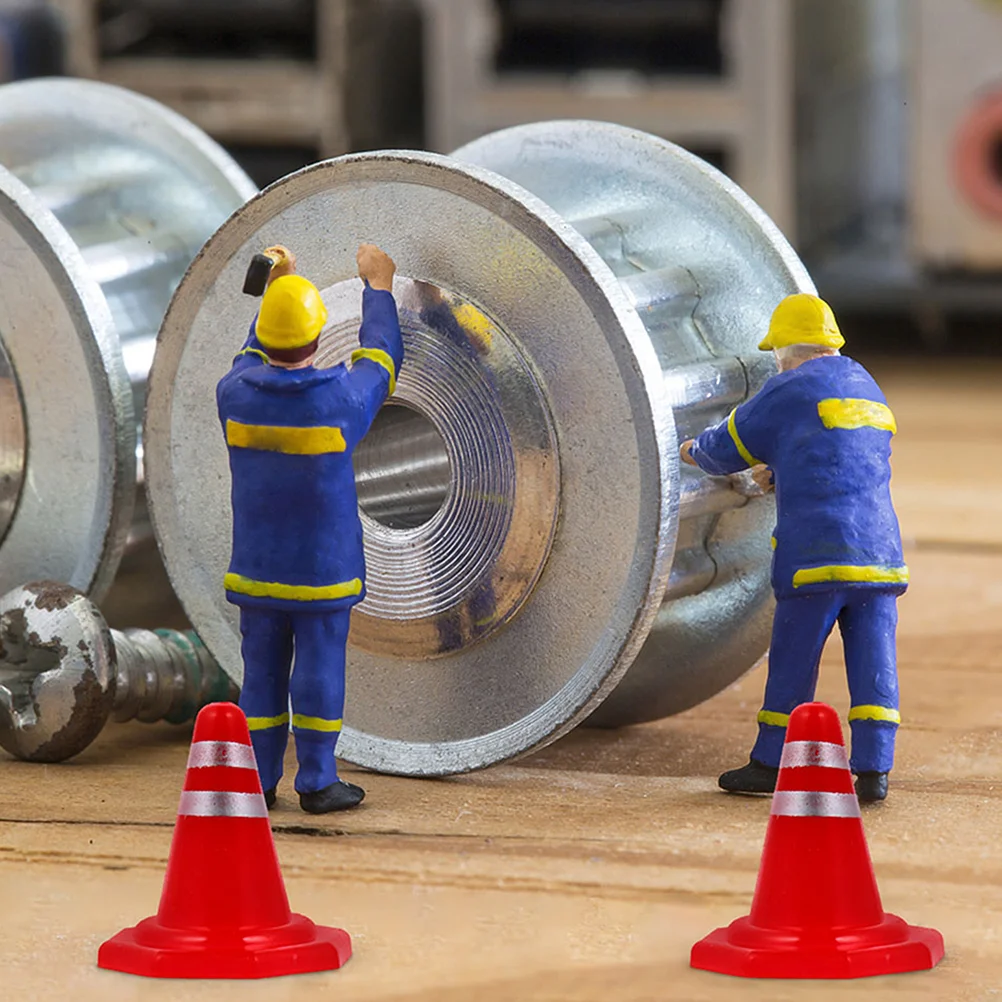 Miniatuur Verkeerskegels Kinderen Bouwtechniek Doen Alsof Ze Wegversperring Bordje Jongen Spelen