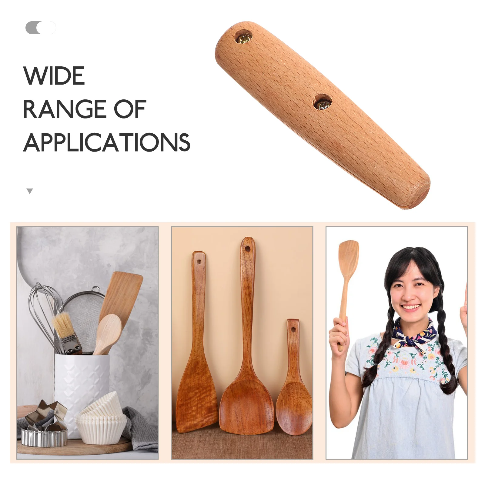 

Solid Wood Anti-scalding Handle Scald-proof Spatula Pots Pans Replacement Handles Wooden Kitchen Saucepan for Cooking Utensil