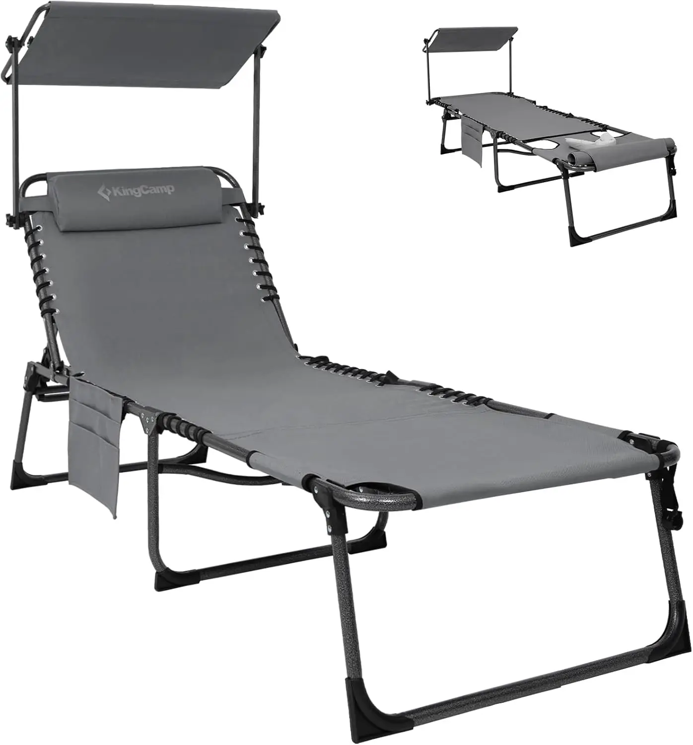 

Tanning Chair with Face Hole, Lounge Chairs Outdoor Folding Comfy Adjustable 5-Position Foldable Chaise Chaser with Canopy Shade