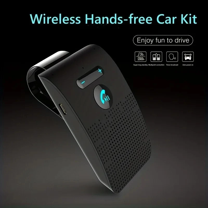 Wireless Bluetooth Hands-Free Car Kit with Sun Visor Speakerphone for Multi-Point Calls 