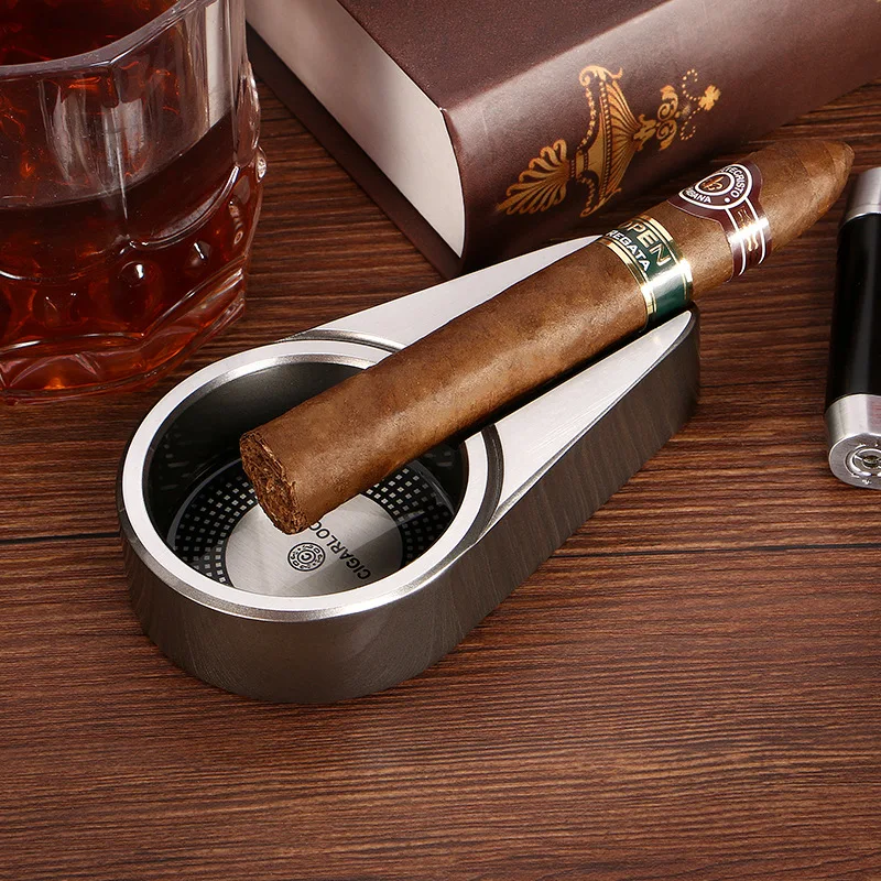 Metal Material Cigar Ashtray, Minimalist Design, Creative, Single Cigar Ashtray, Portable, Travel Specific Cigars Tool