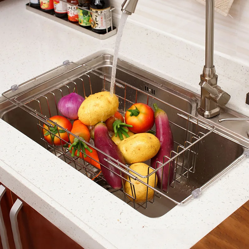 ORZ منظم مطبخ تجفيف الأطباق لوازم الفولاذ المقاوم للصدأ الإسفنج حامل رف لتجفيف الأطباق سلات تخزين اكسسوارات المطبخ