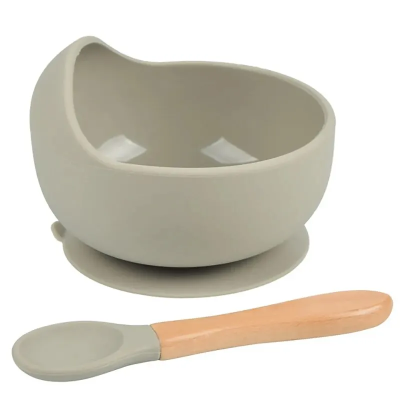 2PCS Silicone Baby Feeding Bowl Tableware for Kids Children Dishes Plate Toddle Training Spoon Tablewar Kitchenware Baby Stuff