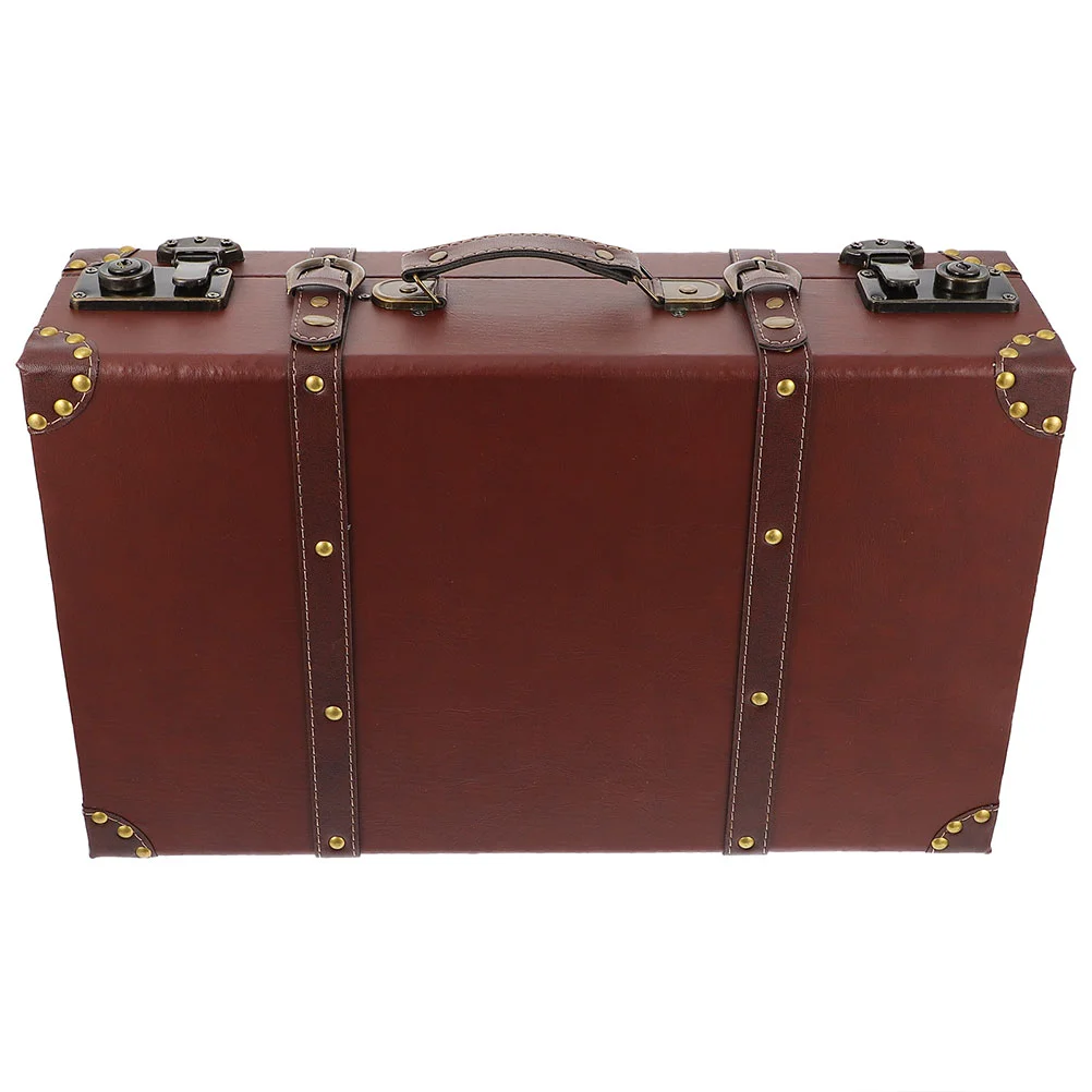 Wooden Suitcase Vintage Decor Old Style Multifunction with Handle Gift Adornment