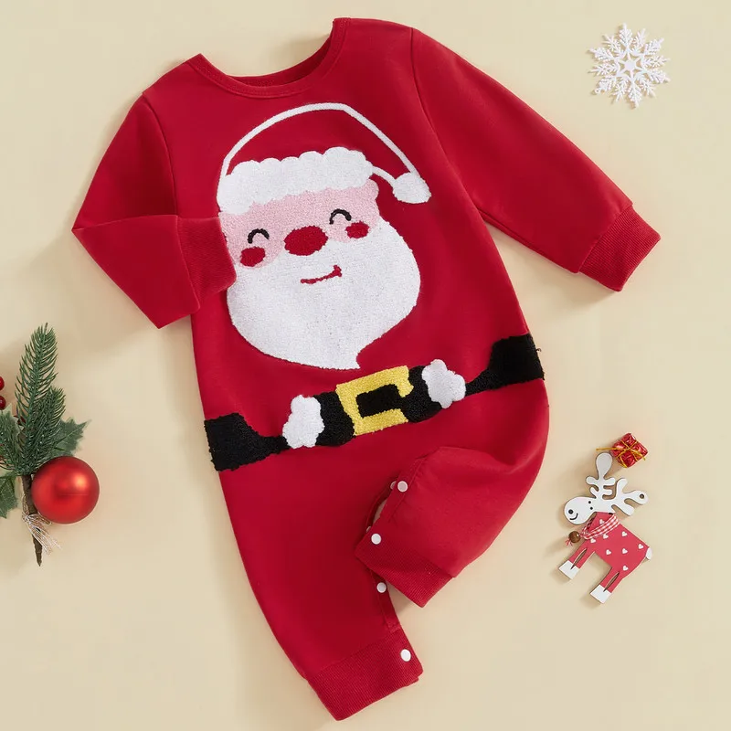 

RUEWEY 0 to 12 Months Toddler Baby Girl Boy Christmas Romper Autumn Clothes Casual Santa Claus Long Sleeve Jumpsuit for Newborn