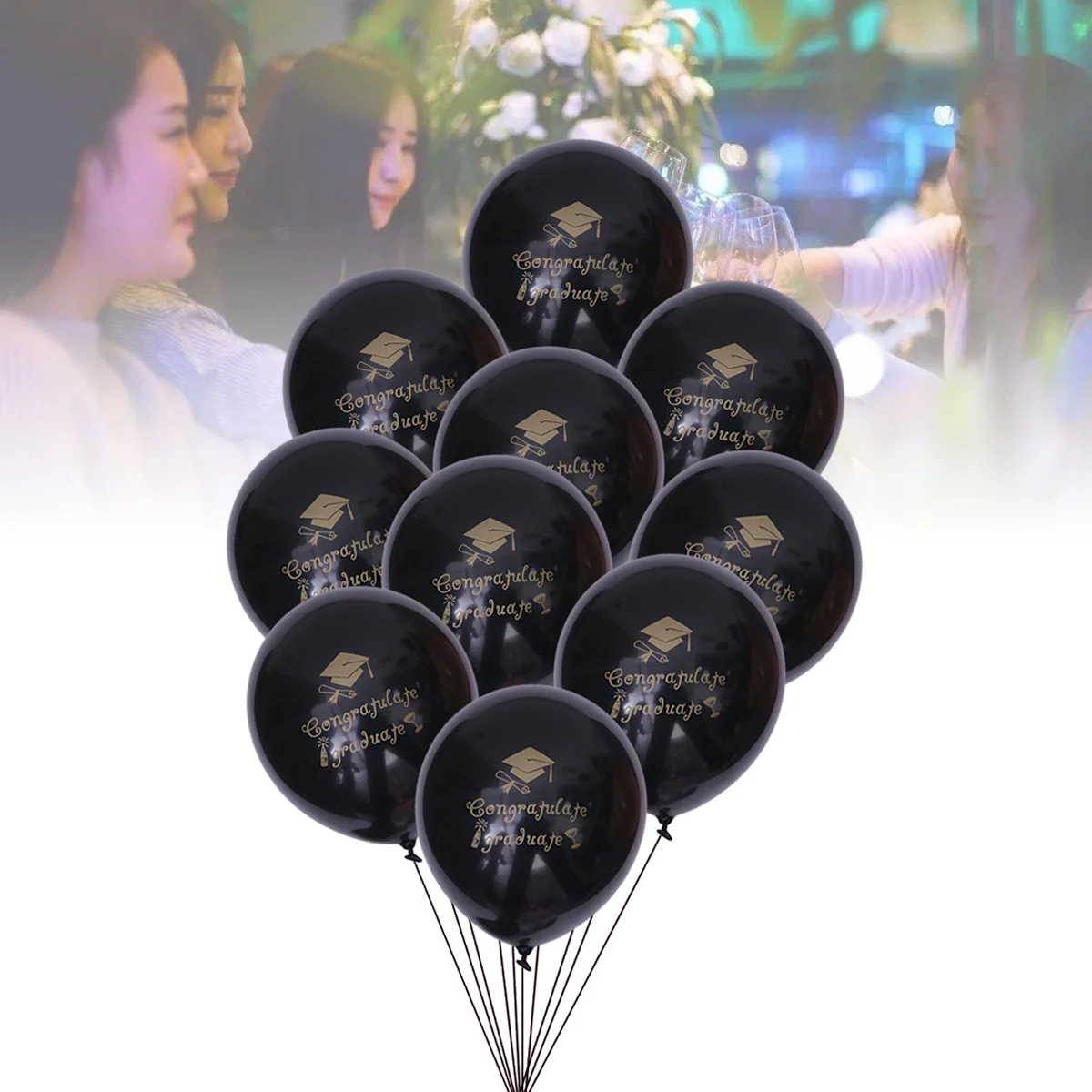 

10pcs Graduation Balloon Black Latex Printing For Party Student Decor Balloons Decor Graduate Party Balloon Graduation Latex