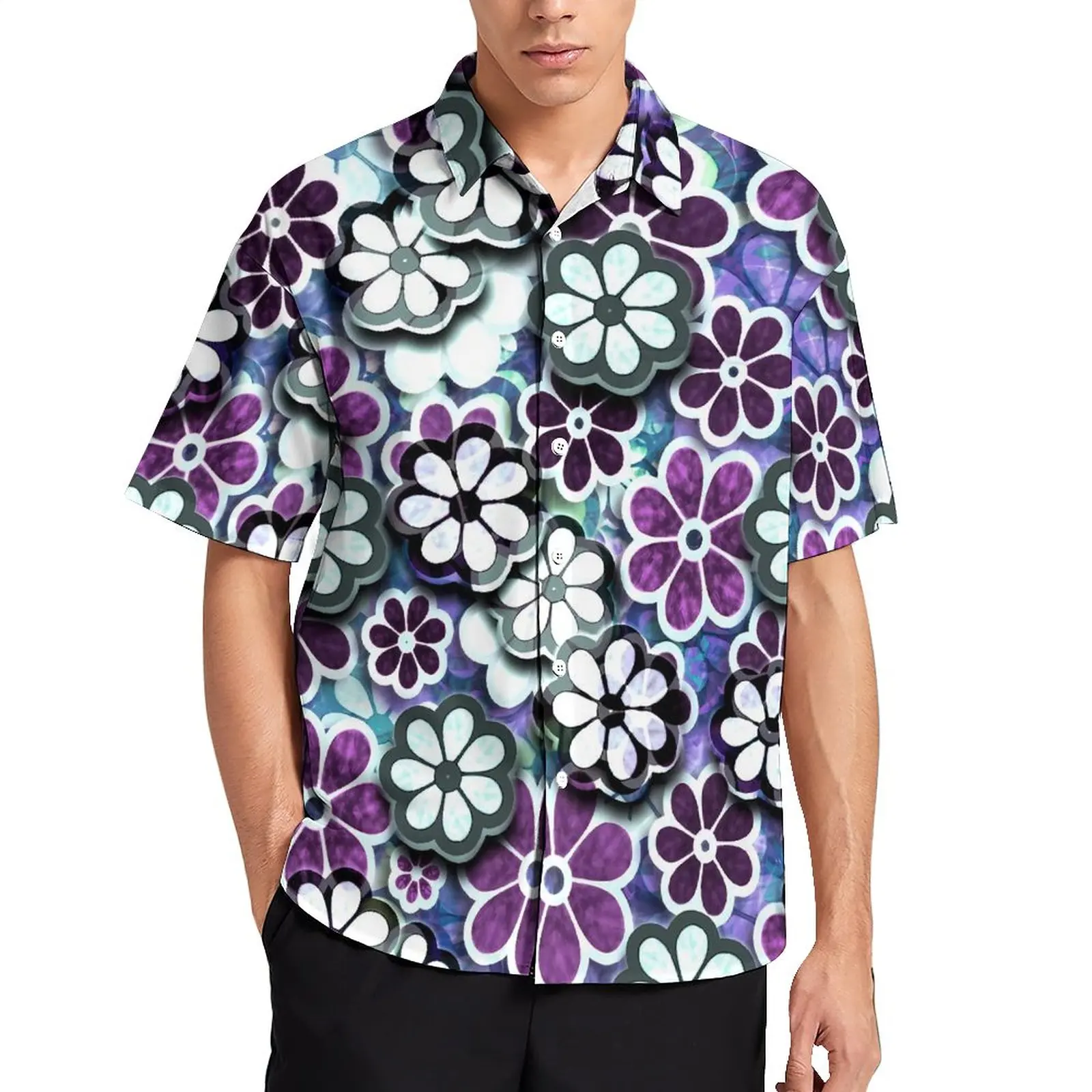 Bloemenprint Hawaii Casual Shirts Heren Heldere Flower Power Harajuku Vakantie Retro Esthetische Blouses Grafische Kleding Met Korte Mouwen