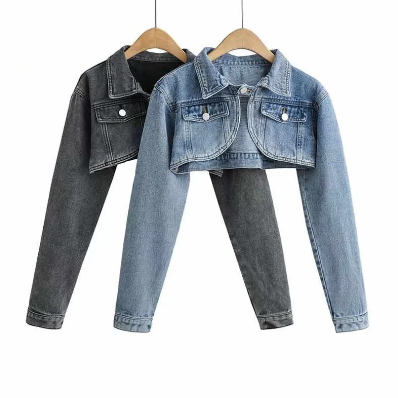 

American Style Jackets for Women Spicy Girl Style UltraShort Cowboy Female Coat High Waist Shawl Retro Locomotive Versatile