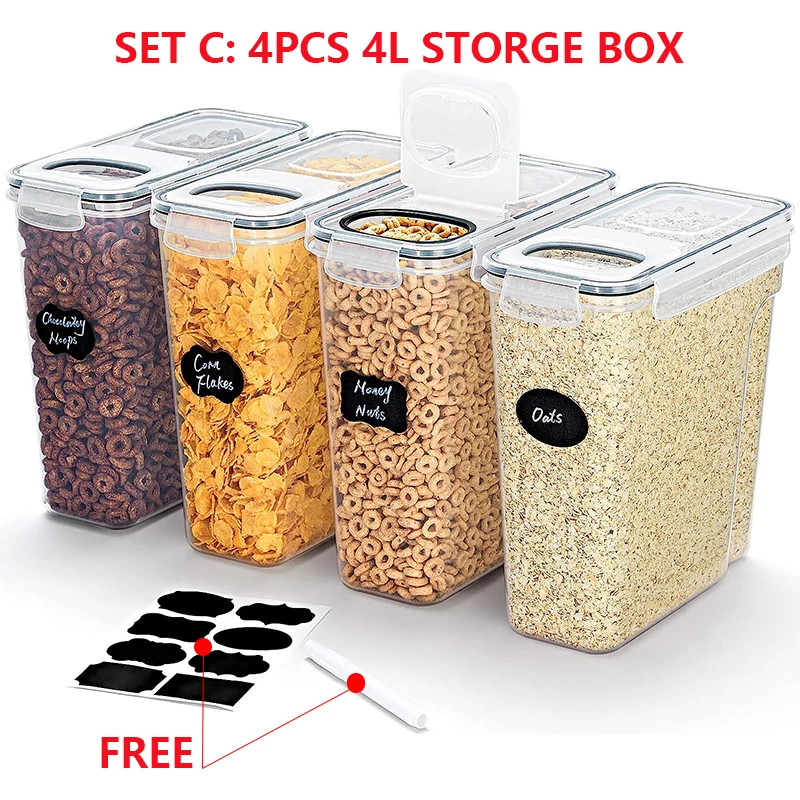 4L Msli-Aufbewahrungsbehlter mit Deckel, 1/2/4 Stck, luftdichter,  feuchtigkeitsbestndiger Lebensmittelbehlter mit Etikettenaufklebern,  Kchen-Organisationsbox - AliExpress 15