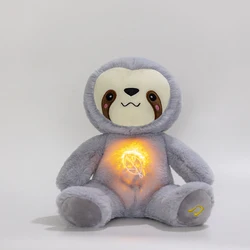 Juguete de peluche de perezoso respirable Kawaii, muñeco de oso calmante para bebé, compañero para dormir, peluche con sonido y luz