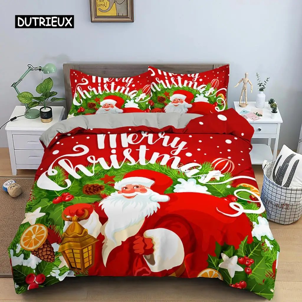 

Santa Claus Print Duvet Cover for Adult Kids Microfiber Bedding Set Pillowcase Christmas Decor Quilt Cover 2/3pcs King Twin Size