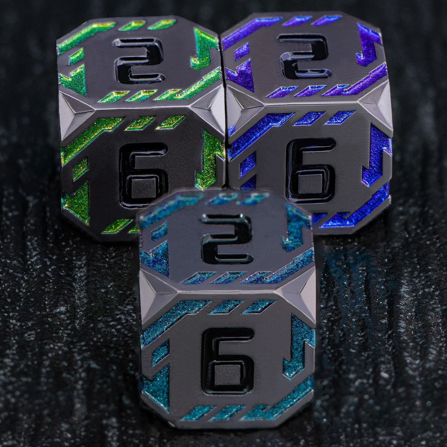 7PCS Striped D20 DND Metal Sharp Edge Dice Set D and D Dungeon and Dragon Pathfinder D+D Polyhedral Role Playing Game D&D Dice