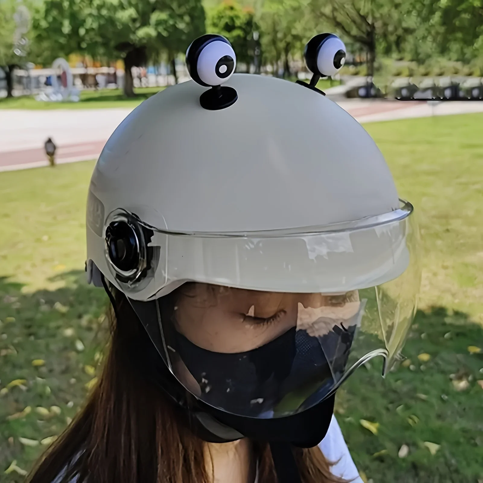 2Pcs Electric Bike Eye Decorations, Playful Motorcycle Additions, Cute Helmet Modification Car Ornaments - view 2