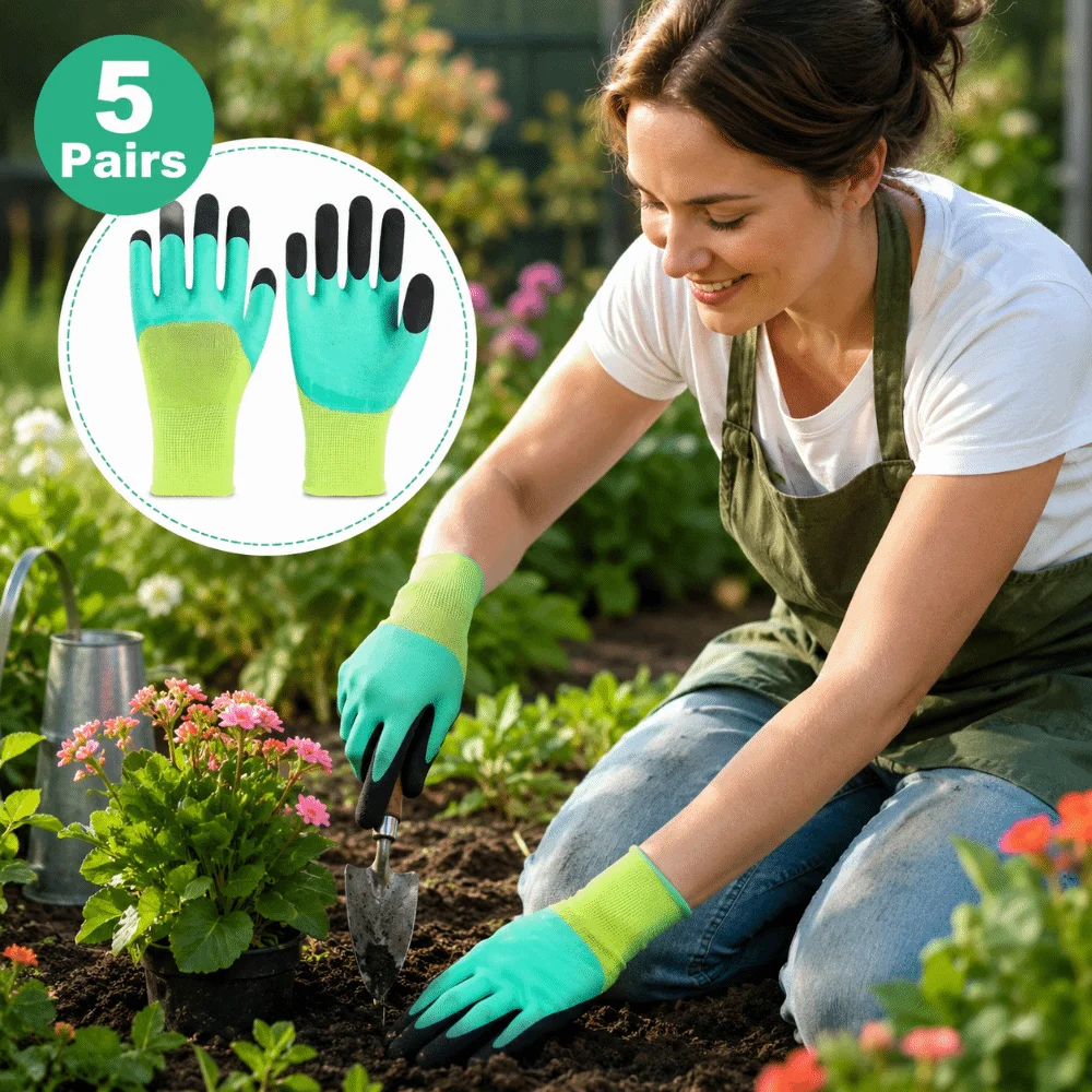 5pairs Disposable Nitrile Gloves Full Finger Anti Slip Safety Work Gloves Garden Gloves Industrial Protective Gloves
