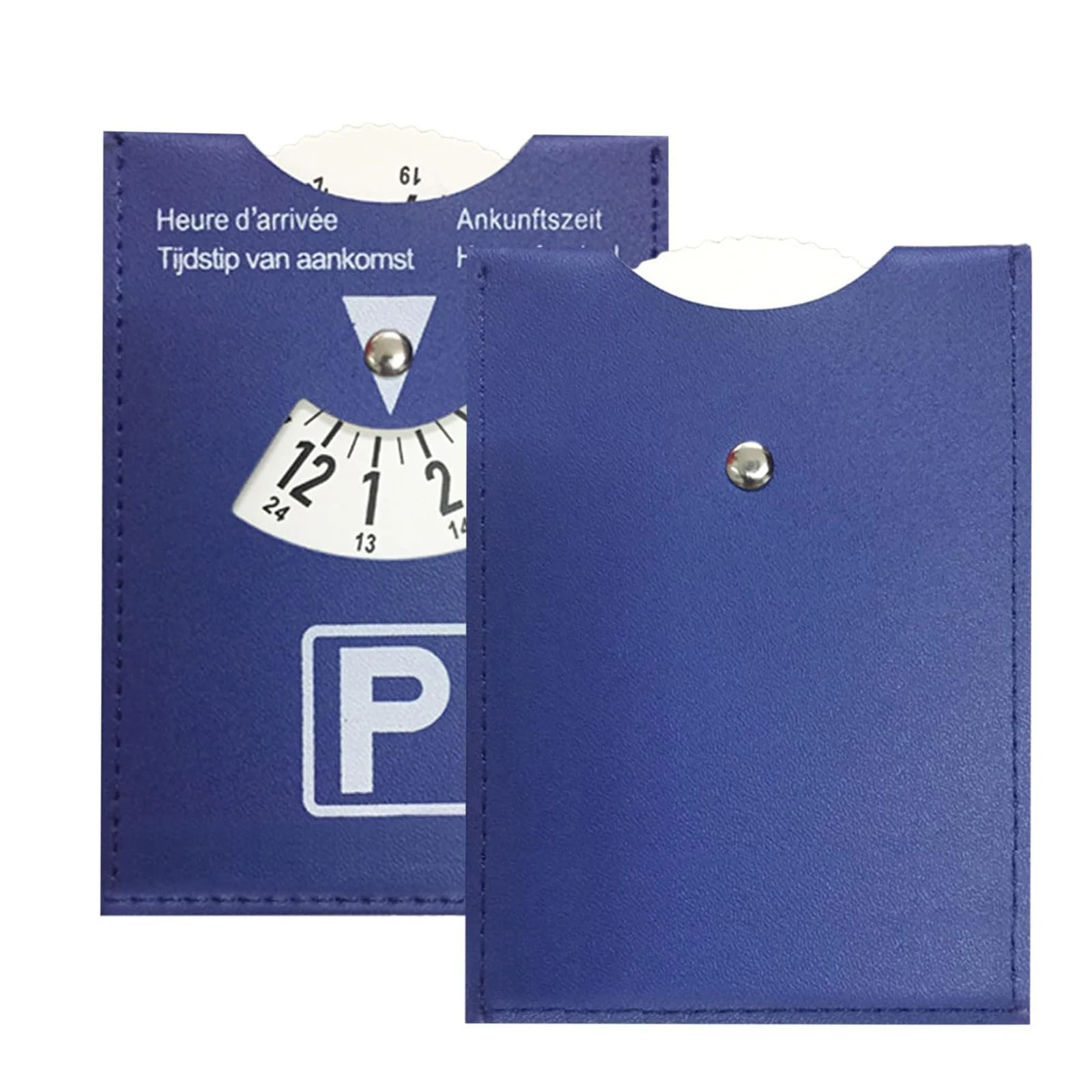 Disco de estacionamiento de lujo de 1/2 piezas, cuero sintético suave, ideal para automóviles y motocicletas, multilingüe, 8 x 11 cm, tiempo de alta calidad Indica
