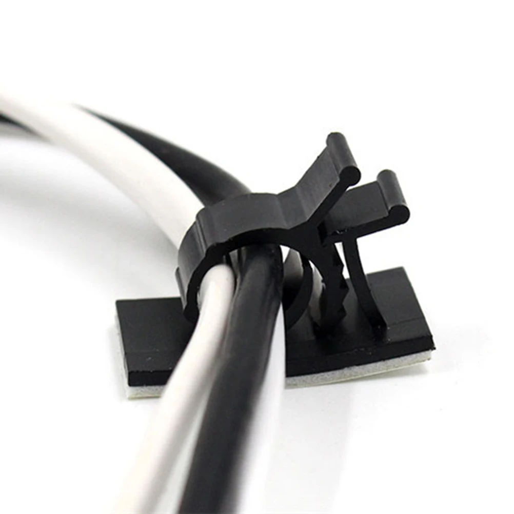 

100Pcs Plastic Cable Clips Adhesive Wire Clamps Cord Management Holder for Desktop Computer Network Wiring Organization