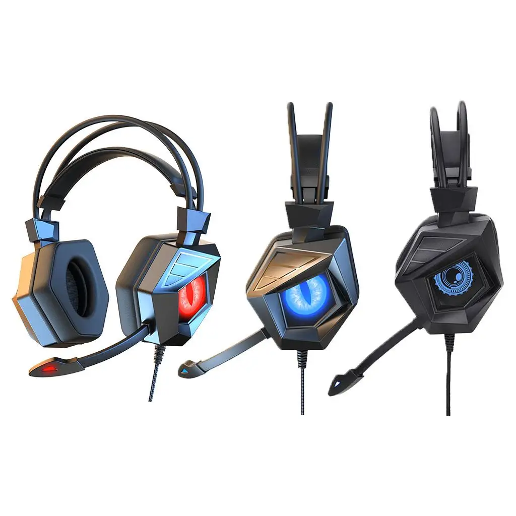 Gaming Headset Soft Earmuffs Breathing Lamp .5mm Noise Cancelling Bass Surround Headphones for E 5 Laptop