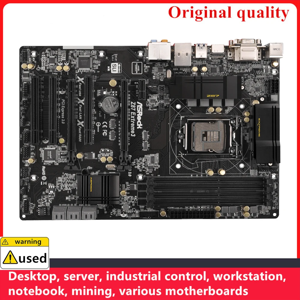 

Used For ASROCK Z87 Extreme 3 Motherboards LGA 1150 DDR3 32GB ATX For Intel Z87 Overclocking Desktop Mainboard SATA III USB3.0