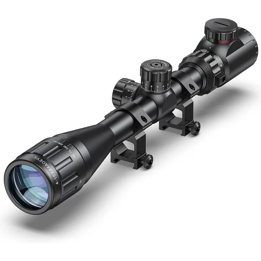 

4-16x44 Scope Red and Green Illuminated Scope with Locking Turret Sunshade and Mount Included