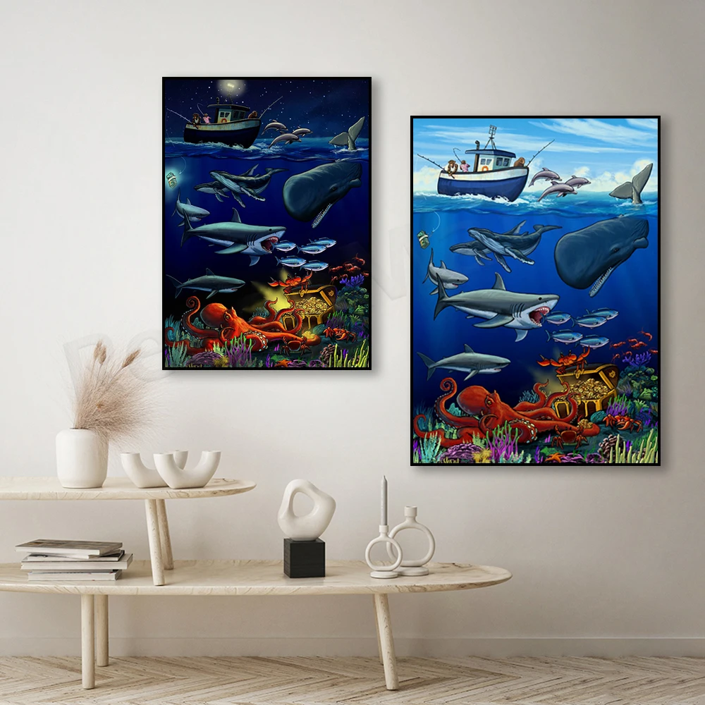 Crypto whale, financial art, wsb, meme art stock art canvas print - Crypto Ocean Poster