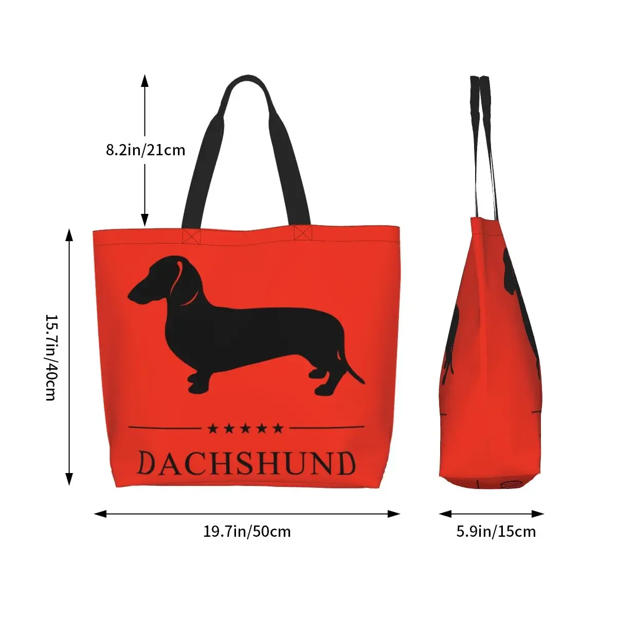 Dachshund Groceries Shopping Bag Printing Canvas Shopper Tote Shoulder Bags Large Capacity Portable Sausage Wiener Dog Handbag