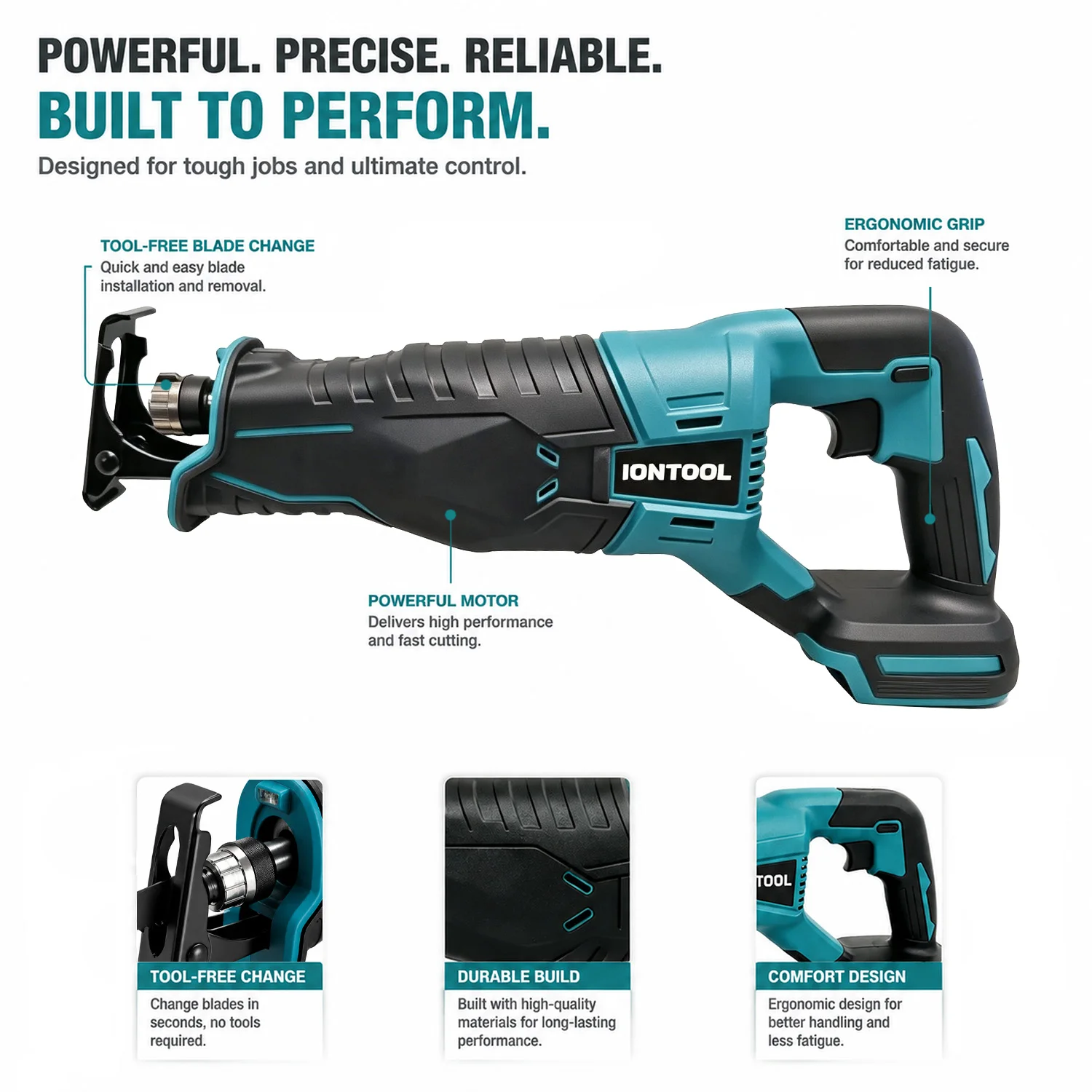 IONTOOL 0-3000RPM 150W Cordless Reciprocating Saw for Woodworking Cutting and Garden Tree Trimming Tool Only