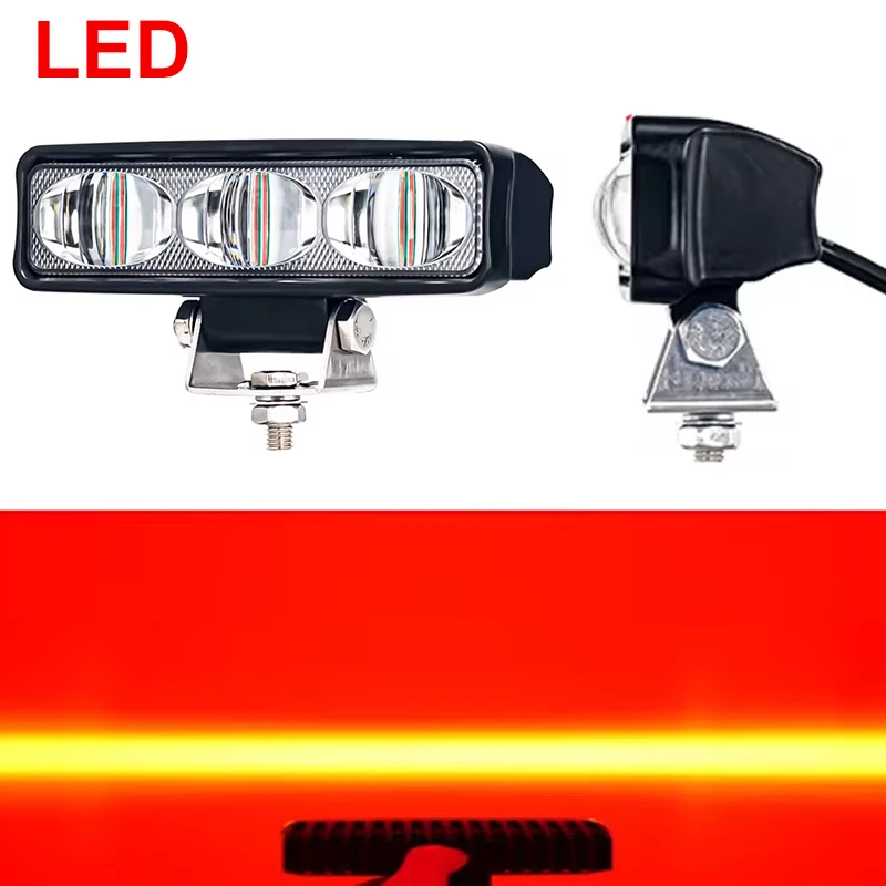 1PC Red Forklift LED Safety Warning Lights 12V 24V Upgraded Three-Lens Super Spotlight Straight Beam Warning Signal Work Lamp