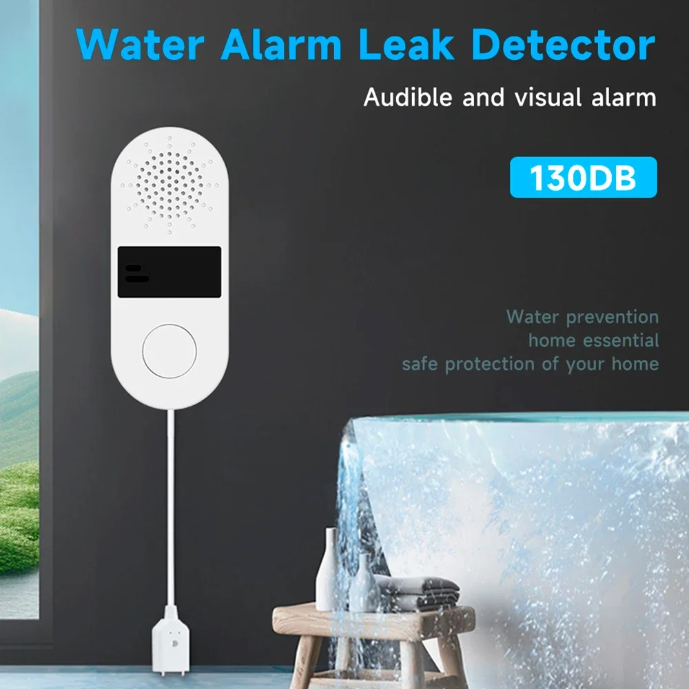 Water Leak Alarm Detector Sensor 130DB Sound Alarm System Automation Water Overflow Level Detector Home Security Protection