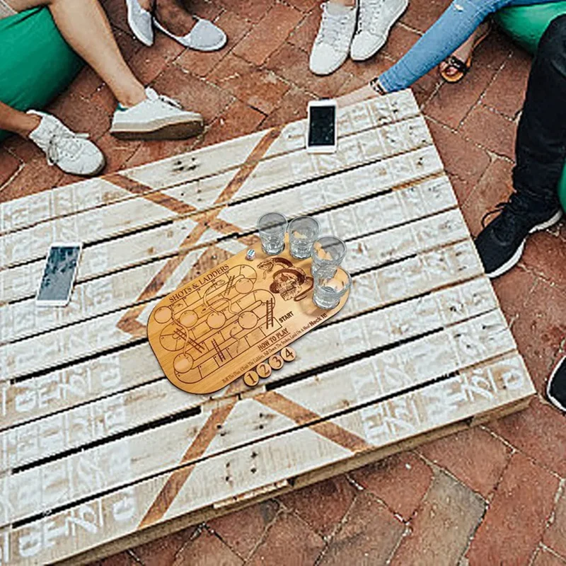 Shots & Ladders Drinking Game, Snakes And Ladders Board Game Wooden Pallet Shots And Ladders Drinking Game