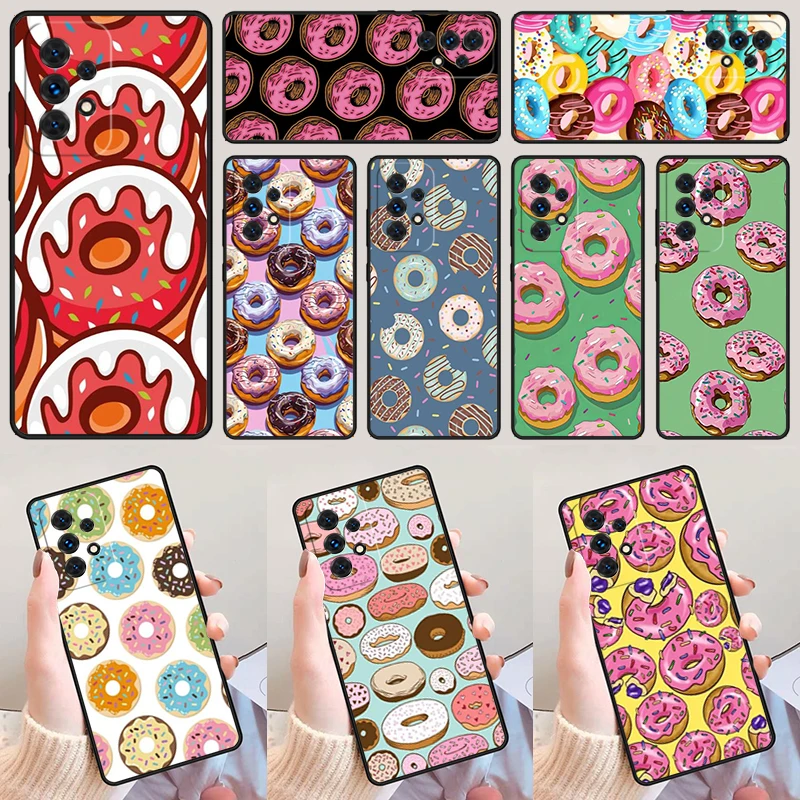 Cartoon Donut Pattern Cake For Samsung Galaxy A52 A72 A73 A20e A21S A50 A70 A11 A12 A42 A31 A40 A51 A71 A32 A80 A91 Phone Case