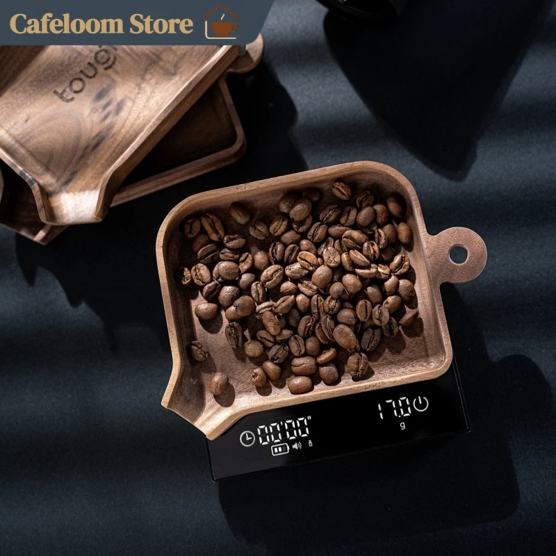 Tough Walnut Wood Coffee Bean Tray Solid Wood Weighing Dish Coffee Bean Sorting Plate Fit Pour Over Espresso Brewing