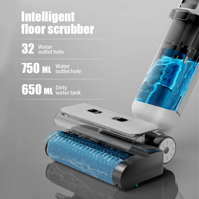コードレス電動モップフロアスクラバー、40分の稼働時間、LEDデジタルディスプレイ、堅木/タイル用の3つのクリーニングモード付き