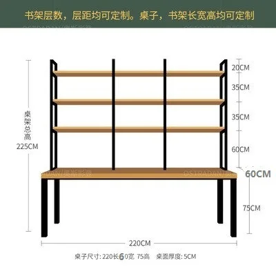 American country loft bedroom solid wood computer desk room double student writing desk bookshelf