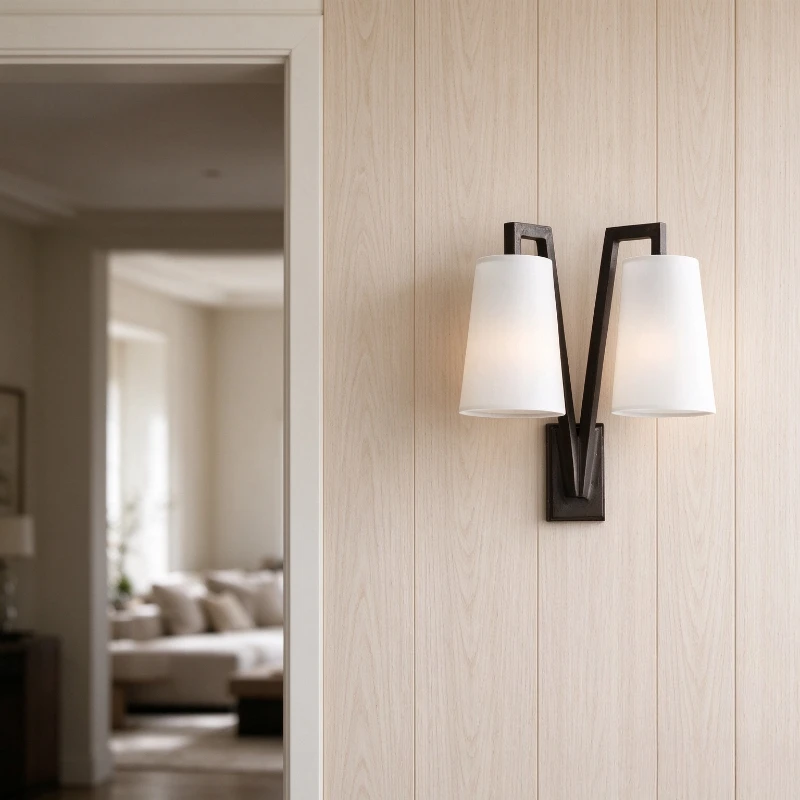 American retro double headed living room background wall light personalized bedroom bedside lamp lobby guest room lighting