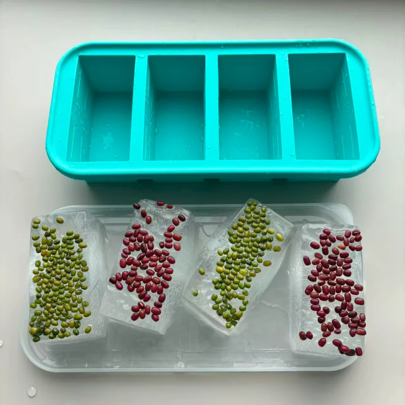 2/4/6 Grids Giant Silicone Ice Cube Tray Mold With Lid Reusable Freeze Preservation Food Storage Container Baking Mold Kitchen