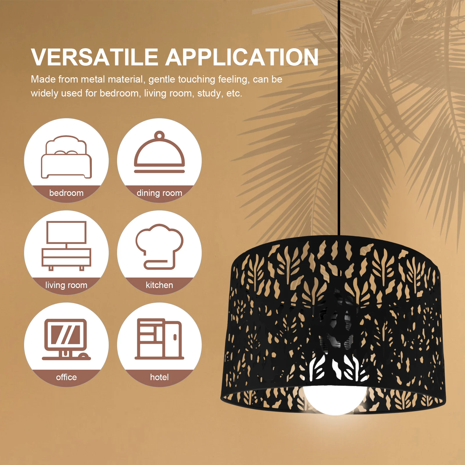 

Metal Lampshade 25cm Black Seaweed Leaf E27 E14 Bulb Holder for Home Hotel Bedroom Study Replacement Lamp Covers Decorative