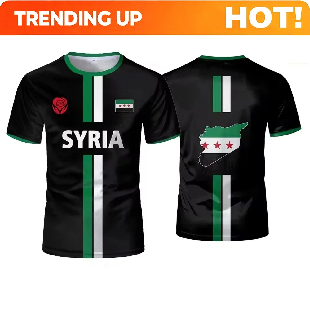 Customization Syria Flag Graphic T-shirts For Men Clothing 3D Print Free Syrian Emblem T Shirt Streetwear Short Sleeve Casual Wo
