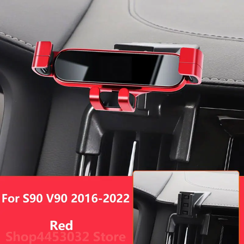 Car Mobile Phone Holder For Volvo S90 V90 2022 - 2016 Mounts Bracket GPS Stand Rotatable Support Accessories 3 Colors