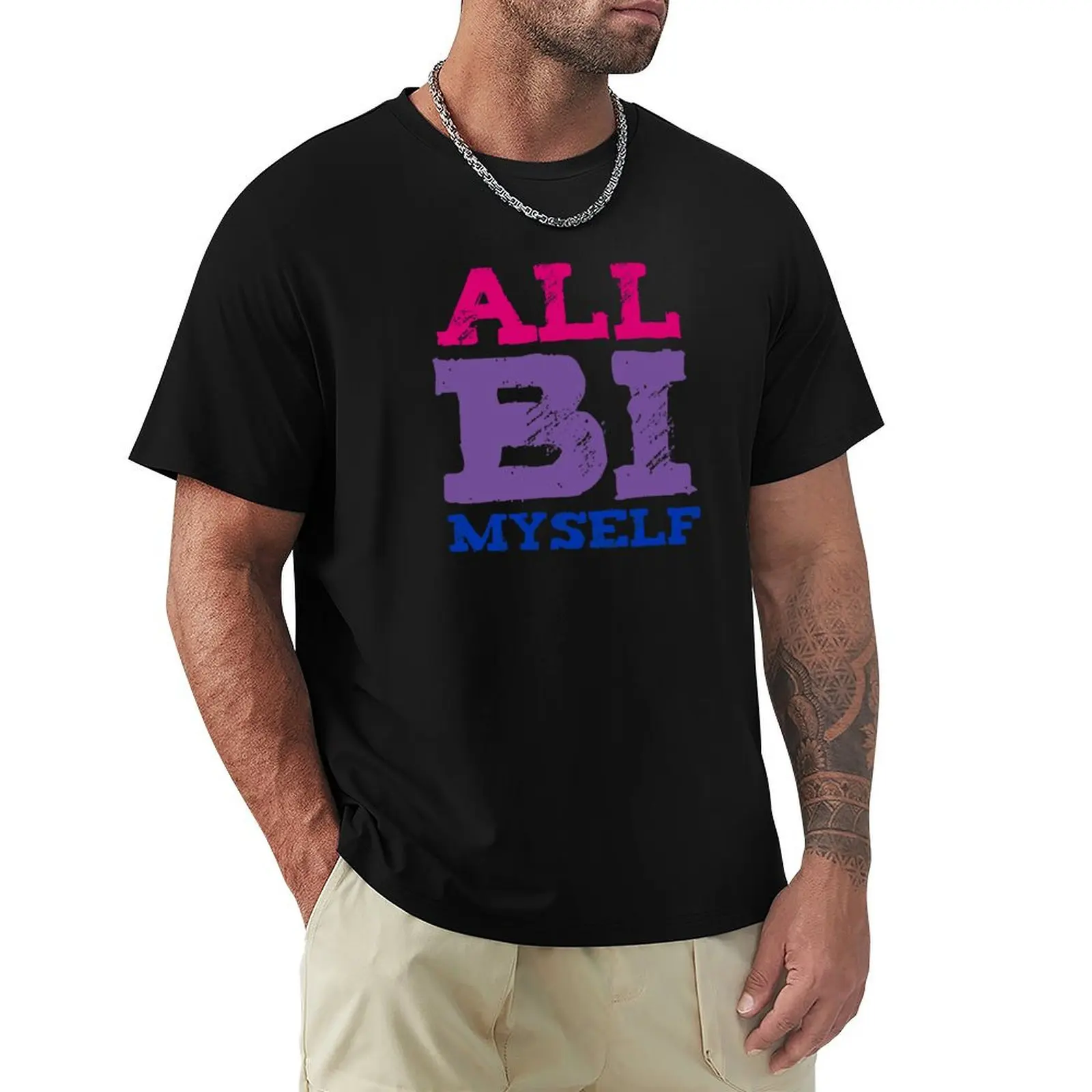 All Bi Myself LGBT Bisexual Pride Bi T-Shirt Comfortable Daily Wear Tee