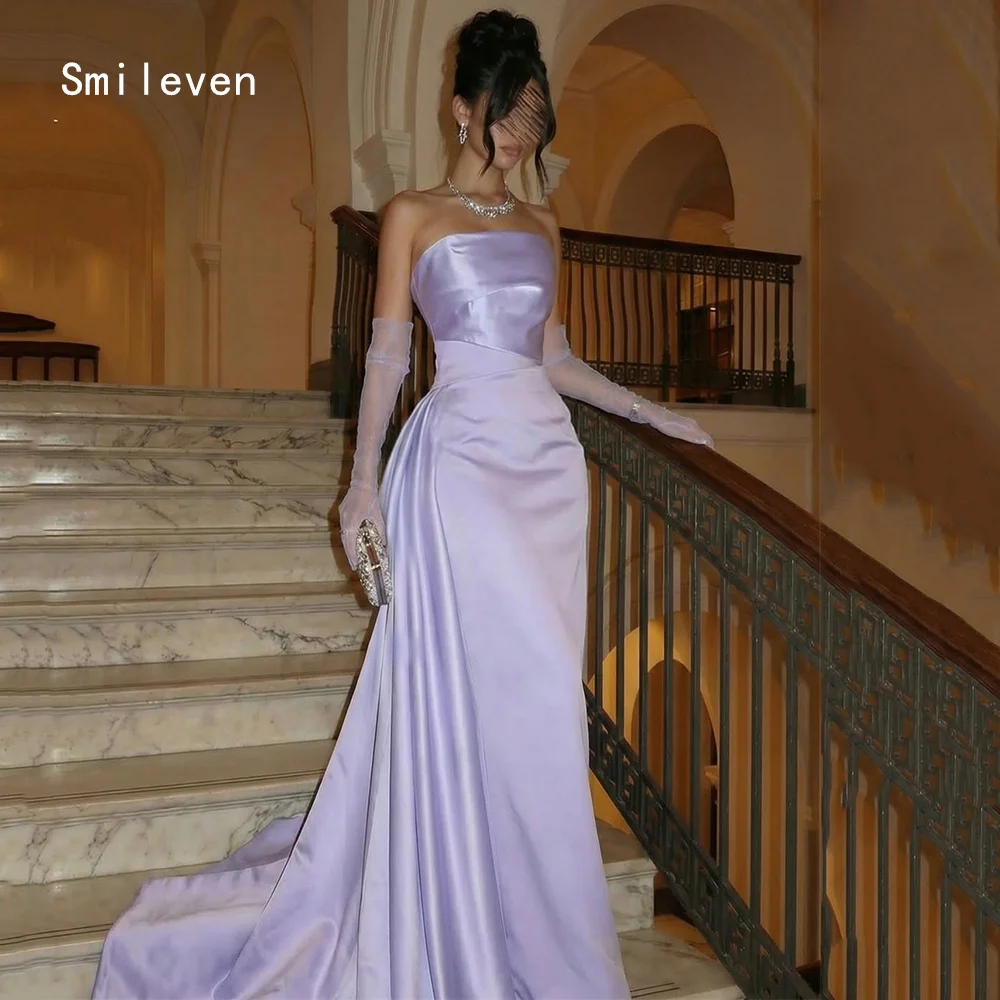 

Smileven Luxury Mermaid Prom Dress Strapless Elegant Gowns for Gala Party Simple Purple Evening Dress Customized 2026