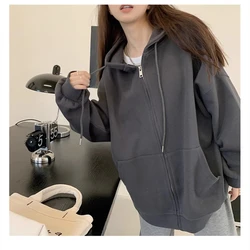 Black Womens Clothing Vintage Street Sweatshirt Ins Pullover Hoodie Long Sleeves Casual Warm Oversize Baggy Ladies Tops Autumn