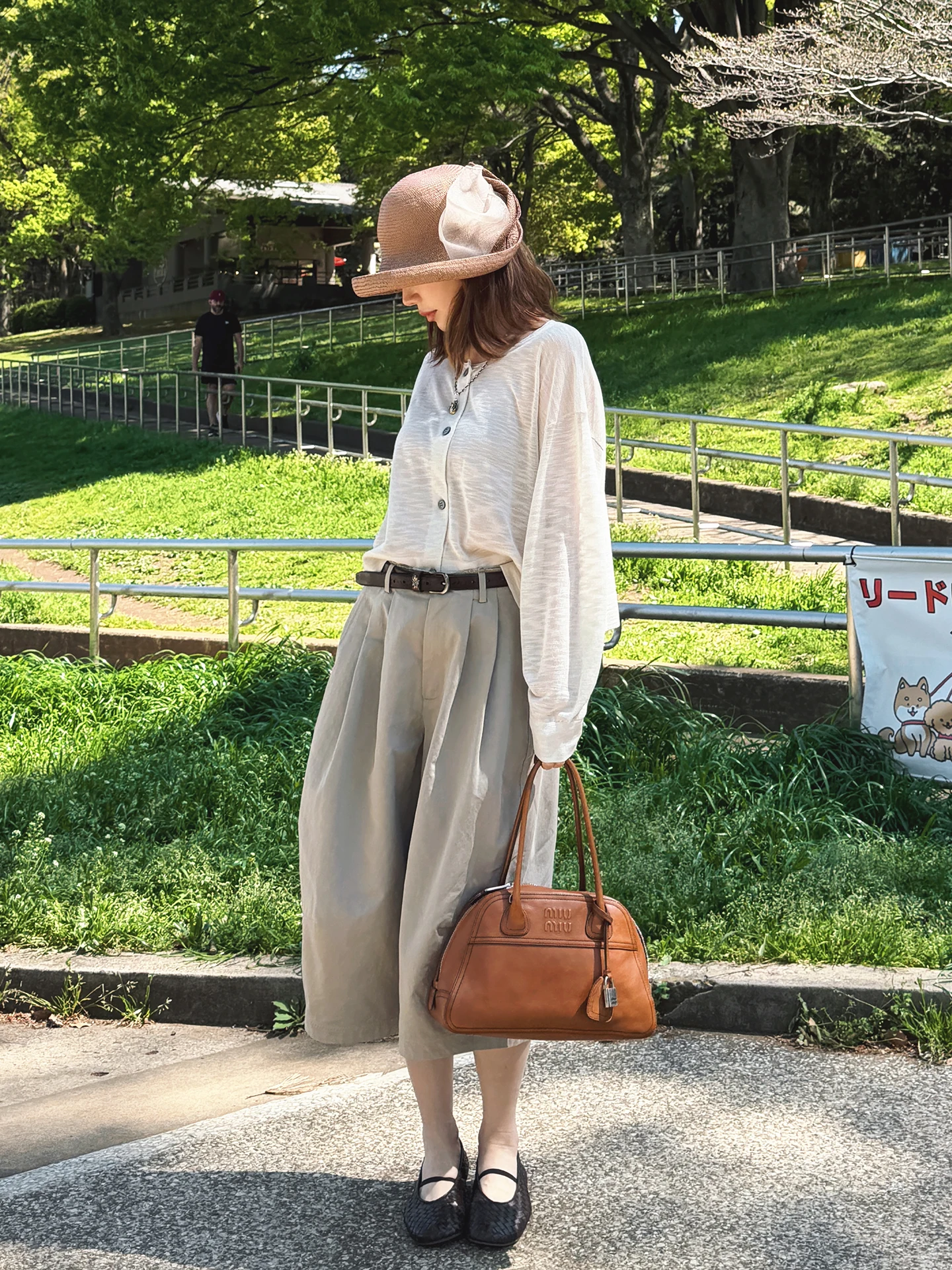 

Cotton High Waist Casual Pants Women's Loose Wide Leg A-Line 7-Length Spring Summer Slimming Straight Leg Trousers