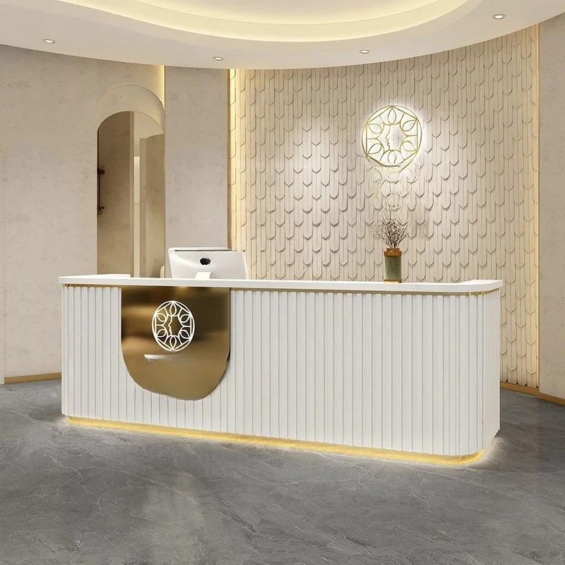 TT Simple Beauty Salon Bar Barber Shop Clothing Store Checkout Page Modern Company Light Luxury Stainless Steel Reception