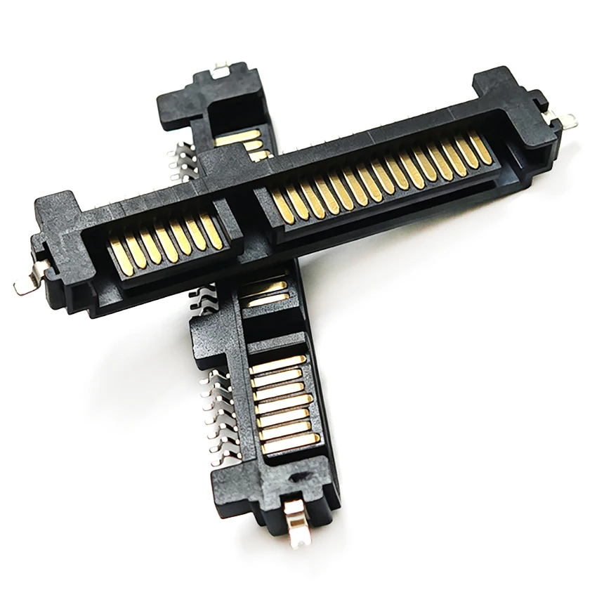 5pcs SATA 7+15P Sinking Board Horizontal Patch Male Seat Gold-Plated Tape Positioning Column For Notebook Hard Drive Connector